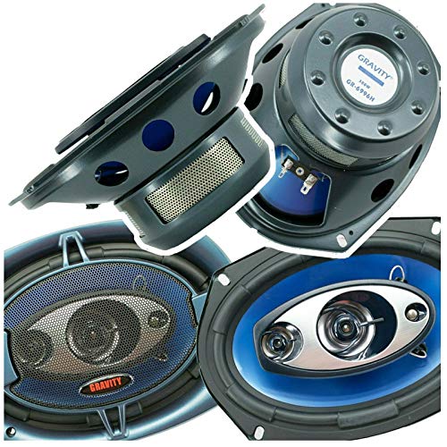 Gravity 4X GR-6996H 6x9-Inch 4-Way 760 Peak Power Total Watt CEA Rated Coaxial Car Audio Speakers with Silver Alpha Cellulose Cones and Moisture Resistant Rubber Surround