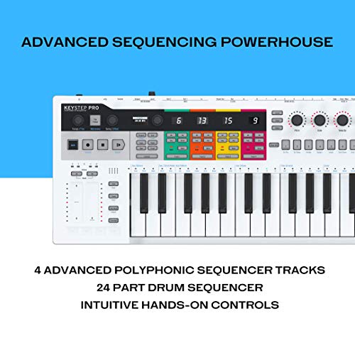 Arturia - Keystep Pro - All-in-One Performance MIDI Controller, Sequencer and Arpeggiator - 4 Polyphonic Sequencer Tracks, 24-Part Drum Sequencer, MIDI & CV Connectivity, 37-Note Slim Keybed