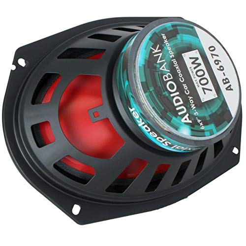 Audiobank 6x9 700 Watt 3-Way Red Car Audio Stereo Coaxial Speakers - AB6970 (2 Speakers)