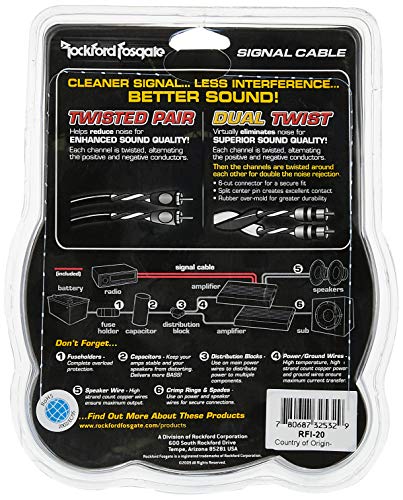 Rockford Fosgate RFI-20 - Twisted Pair 20-Feet Signal Cable