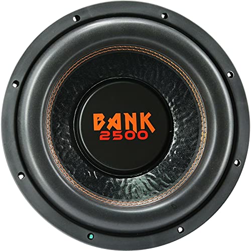 Audiobank Bank2500 Series 12 Inch BK-12 2500 Watts Max Power Elite Car Audio Shallow Subwoofer 4 Ohm DVC - Dual Voice Coil Stereo Competition Grade Sub - Single Subwoofer