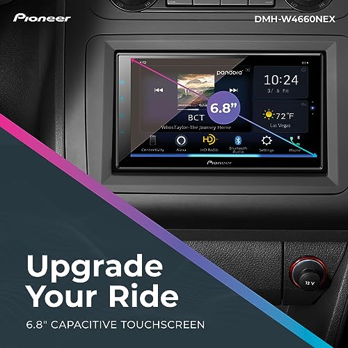 PIONEER CAR DMHW4660NEX Multimedia Digital Media Receiver With Wireless Apple CarPlay and Android Auto, 6.8-inch Capacitive Touchscreen, Double-DIN, Built-In Bluetooth, WiFi and Amazon Alexa