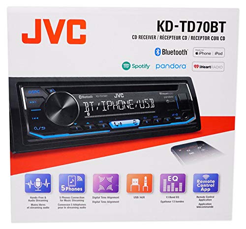 JVC KD-TD70BT CD Receiver Featuring Bluetooth/USB/Pandora/iHeartRadio/Spotify/FLAC / 13-Band EQ