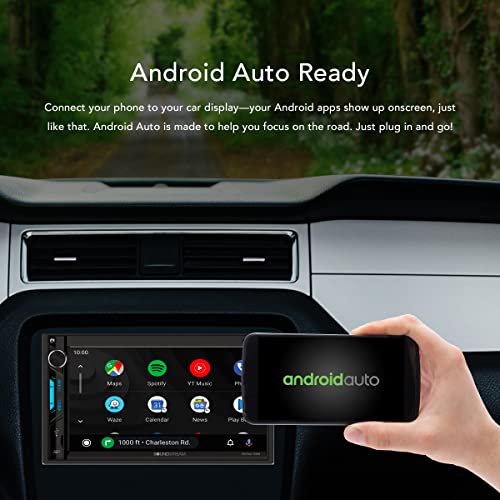 Soundstream VRCPAA-7DRM - 7 Inch Double Din Touch Screen Car Stereo - Apple CarPlay & Android Auto Compatible w/AUX USB & Bluetooth
