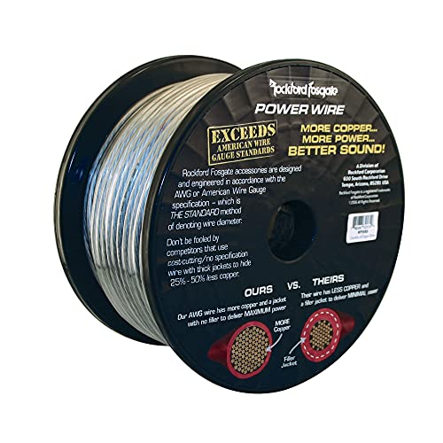 Rockford Fosgate RFW16-1000 - 1000 ft Spooled Speaker Wire, 16 AWG Frosted Black/Silver