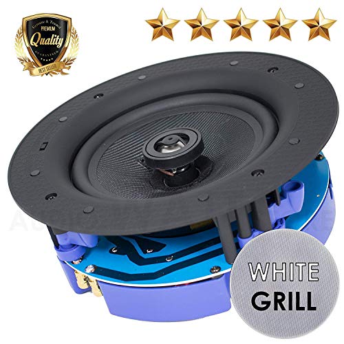 Package: Gravity Premium SG-6Hi 6.5” 1200 Watts Flush Mount in-Wall in-Ceiling 2-Way Universal Home Speaker System with PP Cone Titanium Tweeter Stereo Sound (6 Speakers Included)