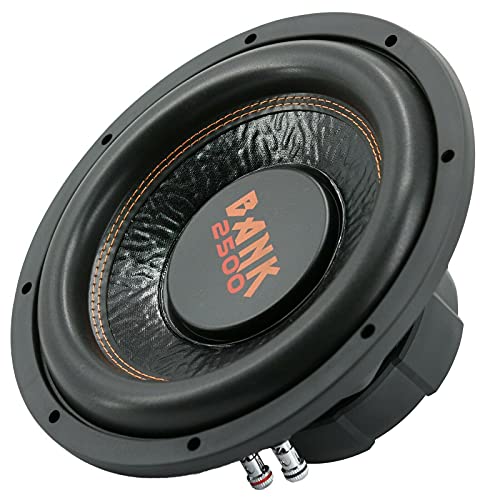 Audiobank Bank2500 Series 12 Inch BK-12 2500 Watts Max Power Elite Car Audio Shallow Subwoofer 4 Ohm DVC - Dual Voice Coil Stereo Competition Grade Sub - Single Subwoofer