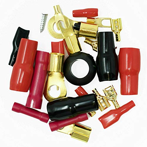 Audiobank P1601 Monoblock 1600 WATTS Amp Class AB Car Audio Amplifier Heavy-Duty Aluminum Alloy Heatsink + 4 Gauge 2300Watts Car Amplifier Installation Wiring Kit Red