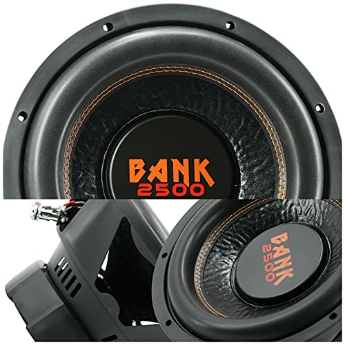Audiobank Bank2500 Series 12 Inch BK-12 2500 Watts Max Power Elite Car Audio Shallow Subwoofer 4 Ohm DVC - Dual Voice Coil Stereo Competition Grade Sub - Single Subwoofer