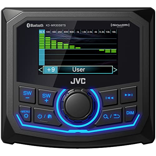 JVC KD-MR305BTS Marine Guage Receiver Weatherproof, 2.7 Inch LCD, Built in Amplifer, Bluetooth, Digital Media MP3 Player, No CD Player, USB Port, AM/FM/Weather Band Tuner, Rear Camera Input