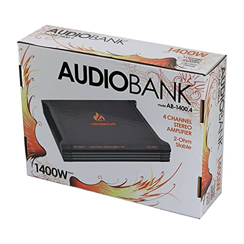 Audiobank AB1500.1 Monoblock 2500 Watt 2 Ohm A/B Class Car Audio Stereo BASS Amplifier with Bass Control, Bridgeable, LED Indicator with Gravity Phone Holder Bundle