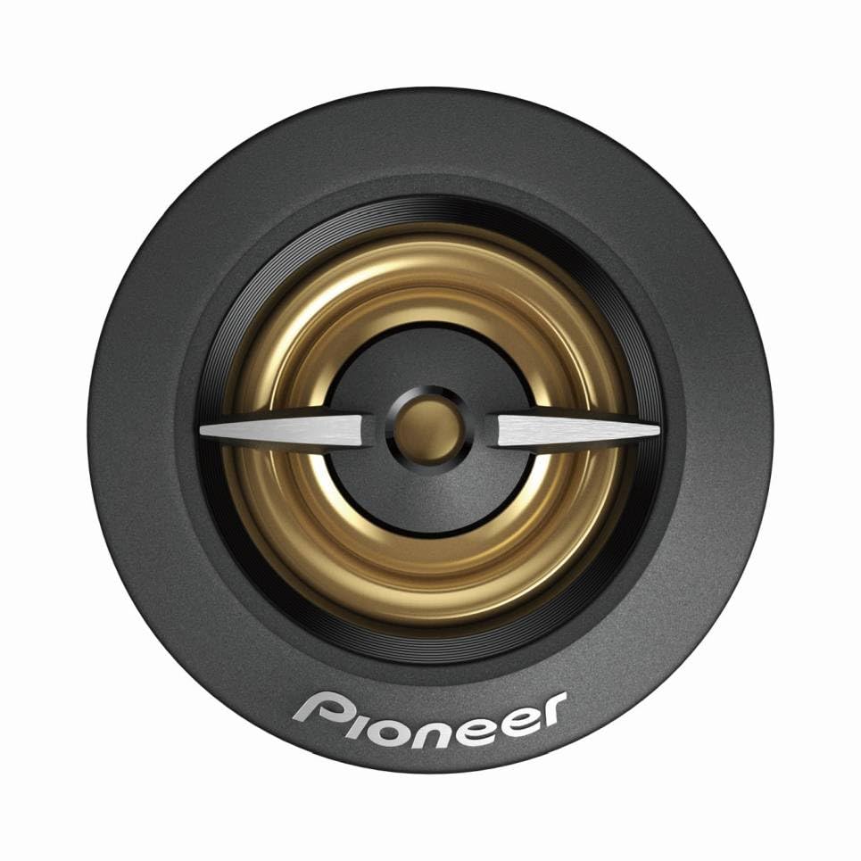 PIONEER TS-A301TW, 20mm Dome Component Tweeter Car Speaker, Precise Upper Range, Clear Sound Quality, Easy Installation, Full Gold Color, Pair with Midrange Drivers and Subwoofers for Complete Sound