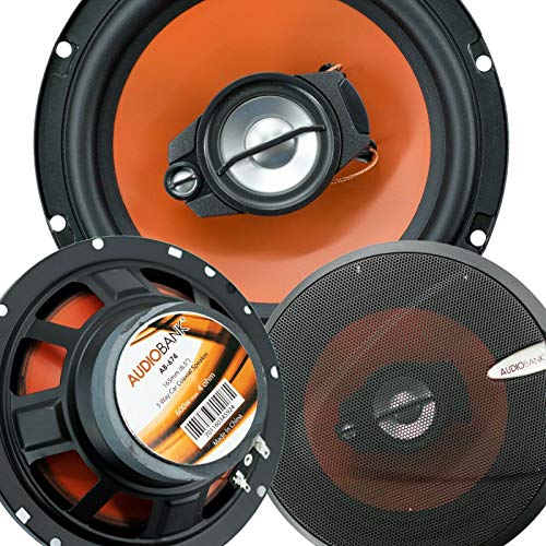 Audiobank 4X 6.5-Inch 600 Watts Peak Power Handling 3-Way Orange Car Audio Stereo G-Series Coaxial Car Speakers Polypropylene with MICA Cone Woofer -AB674