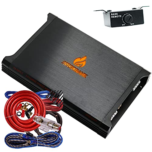 Audiobank AB2000.2 2 Channel 3500 Watt 2 Ohm A/B Class Car Audio Stereo BASS Amplifier with Bass Control, Bridgeable, LED Indicator with 4 Gauge Installation Kit Red Bundle