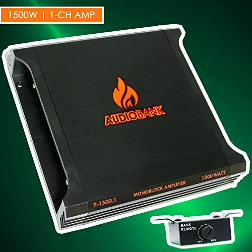 AUDIOBANK 1 Channel 1500 Watt A/B Class Car Audio Stereo BASS Amplifier + Kit