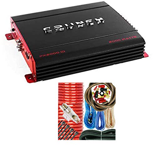 Crunch PX2000.1D 2000W X Series Class D Monoblock Subwoofer Amplifier - PRE-AMP Circuitry Low Noise PreAmplifier Crossover/Signal Shaping w/ 4 Gauge Amp Kit