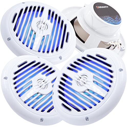 Gravity 4X MG660-LBH 6.5-inch 2-Way Marine Speakers CEA Rated 4 ohms Impedance Frequency Response 80-20 kHz Water Resistant -White Total 700 Watts Peak Power