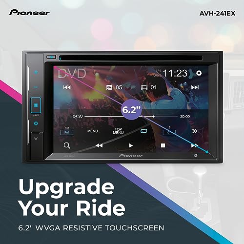 Pioneer AVH-241EX Double-Din CD/DVD Receiver, with Amazon Alexa via The Pioneer Vozsis App, Bluetooth and Backup Camera Compatibility, 6.2” Resistive Touchscreen