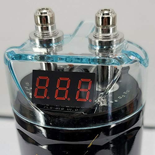 Audiobank 3.5 Farad Capacitor Car Audio 3500 Watts Power 12V Car Digital Power 3 Digit Display and Complete 1500 Watts 8 Gauge Car Amplifier Installation Wiring Kit Red