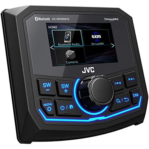 JVC KD-MR305BTS Marine Guage Receiver Weatherproof, 2.7 Inch LCD, Built in Amplifer, Bluetooth, Digital Media MP3 Player, No CD Player, USB Port, AM/FM/Weather Band Tuner, Rear Camera Input