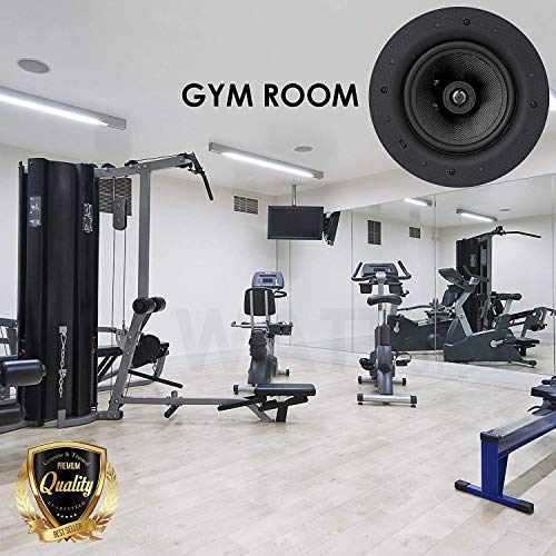 Package: Gravity Premium SG-6Hi 6.5” 1200 Watts Flush Mount in-Wall in-Ceiling 2-Way Universal Home Speaker System with PP Cone Titanium Tweeter Stereo Sound (6 Speakers Included)