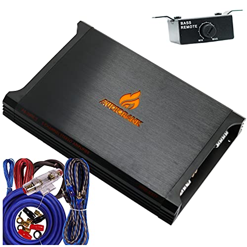 Audiobank AB2000.2 2 Channel 3500 Watt 2 Ohm A/B Class Car Audio Stereo BASS Amplifier with Bass Control, Bridgeable, LED Indicator with 4 Gauge Installation Kit Blue Bundle