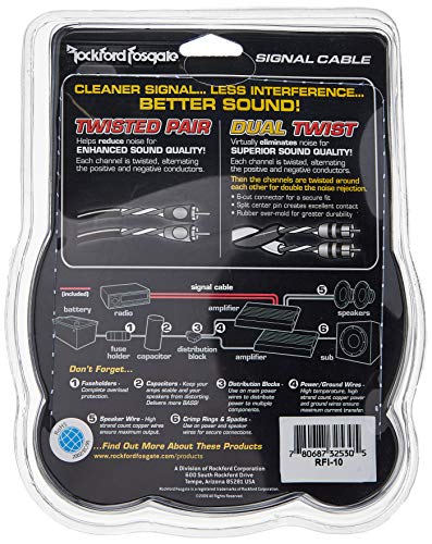 Rockford Fosgate RFI-10 Twisted Pair Signal Cable - 10 feet