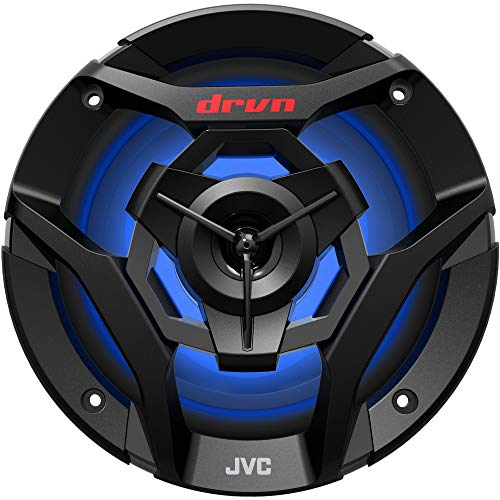 JVC CS-DR620MBL 6.5 Inch Car & Marine, Motor Sports, Car Audio Stereo 2- Way Speakers with Cool Built in RGB LED Lights, Weatherproof IPX5, 260 Watts, UV Protected Grills Included - Black