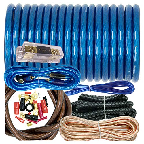 Audiobank BCC4AB 4 Gauge 3200 Watts Car Amplifier Installation Power Amp Wiring Kit Blue Inline AGU Fuse Holder & 80A Fuse and All The Accessories / Terminal Included