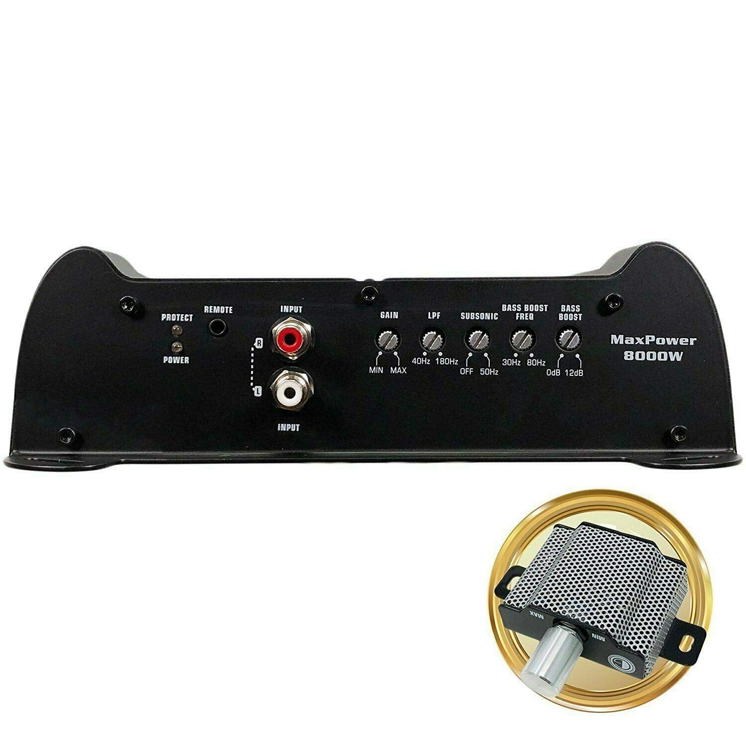 Gravity 8000.1D Class D Car Amplifier - 8000 Watts, 1 Ohm Stable, Digital, Monoblock, Mosfet Power Supply, Great for Subwoofers (2nd Generation) with SoundXtreme AP6 Bass Machine Bundle