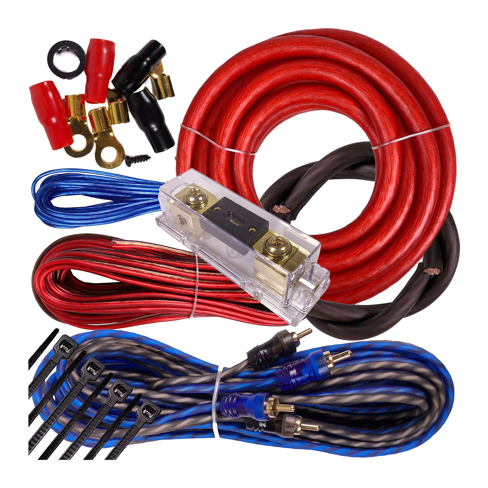 Complete 3500W to 6500W Gravity 4 Gauge Amplifier Installation Wiring Kit Amp PK2 4 Ga Red - for Installer and DIY Hobbyist - Perfect for Car/Truck/Motorcycle/RV/ATV